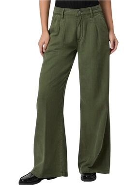 PAIGE Aurora Pleated Wide Leg Pants High Waist Green Size 25
